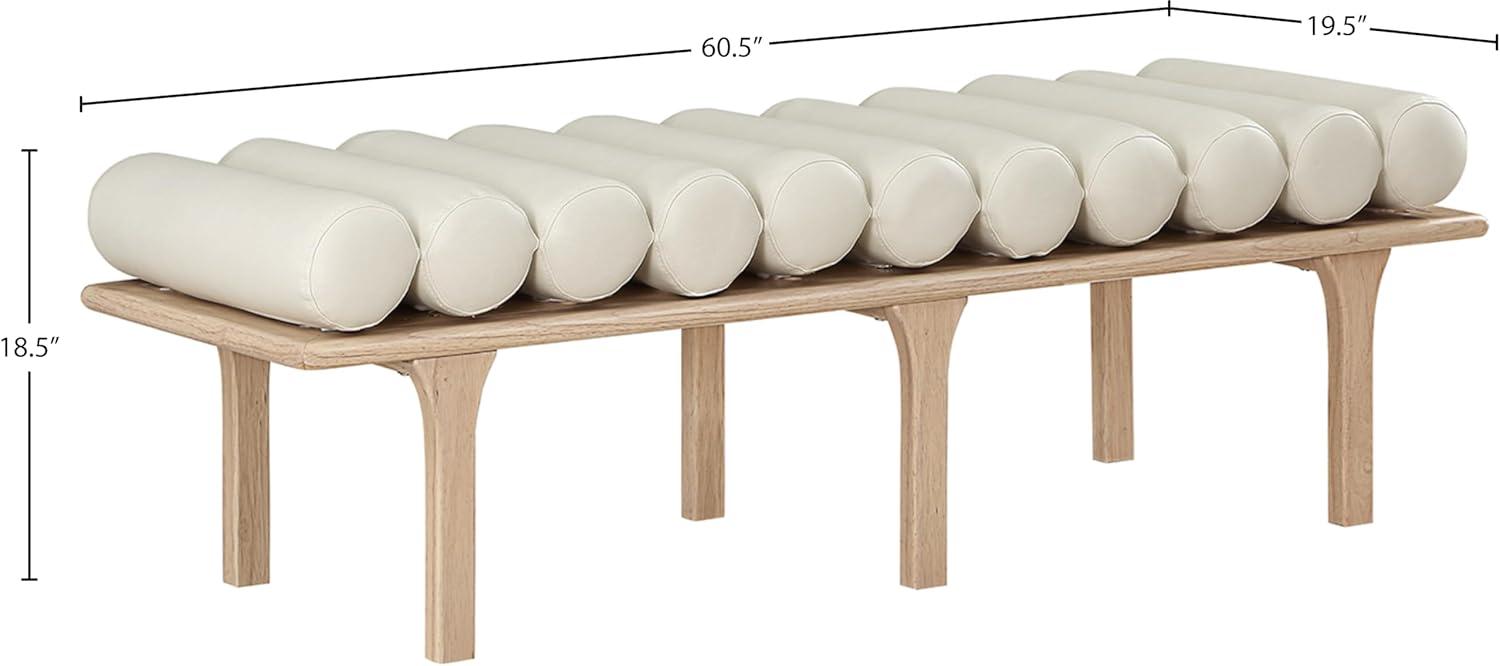 Meridian Furniture Landon Cream Vegan Leather Bench