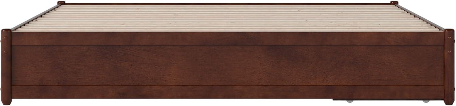 Barcelona King Solid Wood Panel Platform Bed with Storage Drawers in Walnut