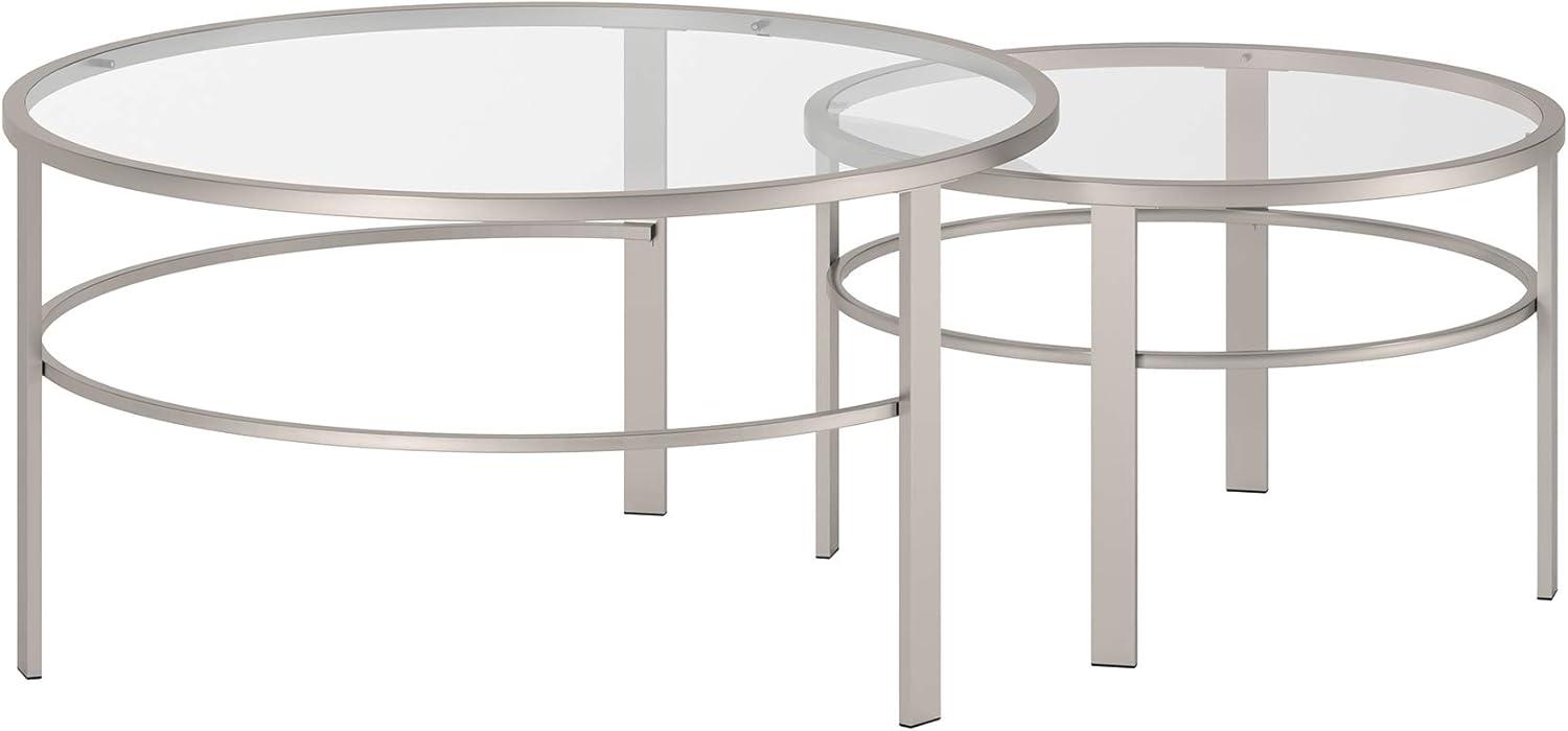 Evelyn&Zoe Gaia Round Nested Coffee Table, Satin Nickel