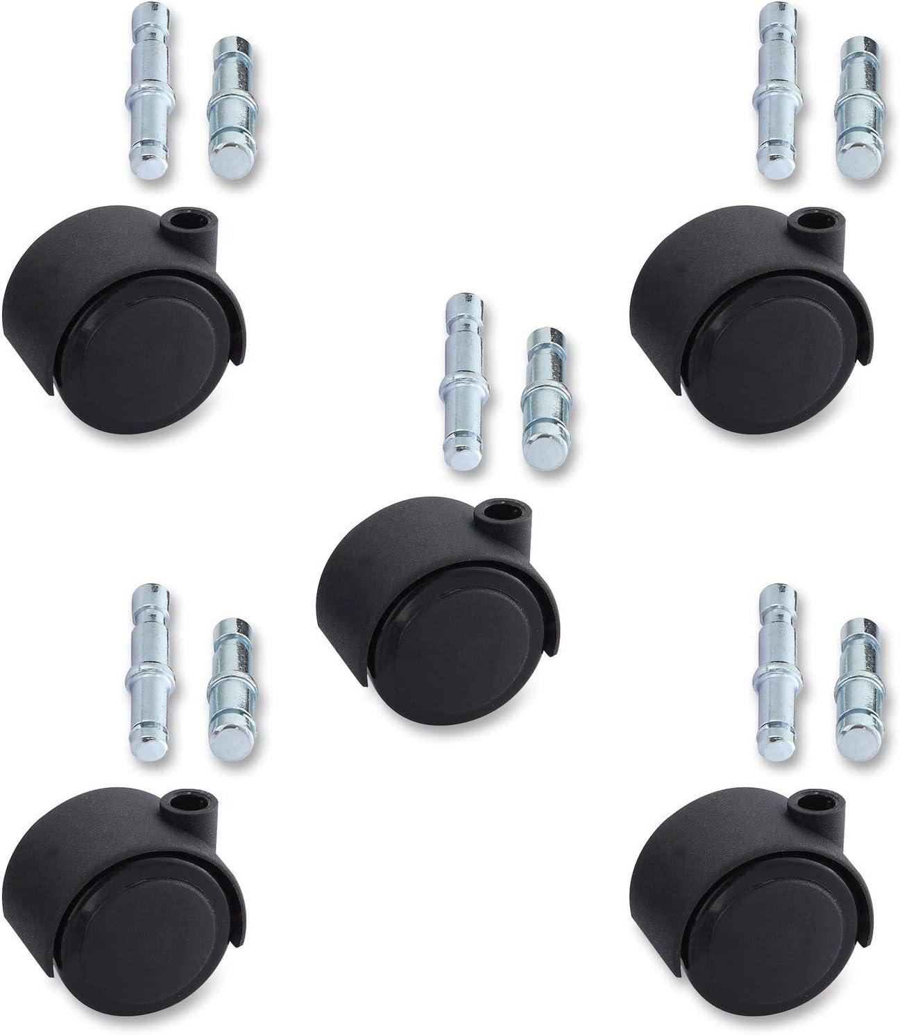 Lorell 1.97" Black Nylon and Metal Dual Soft Wheel Casters Set