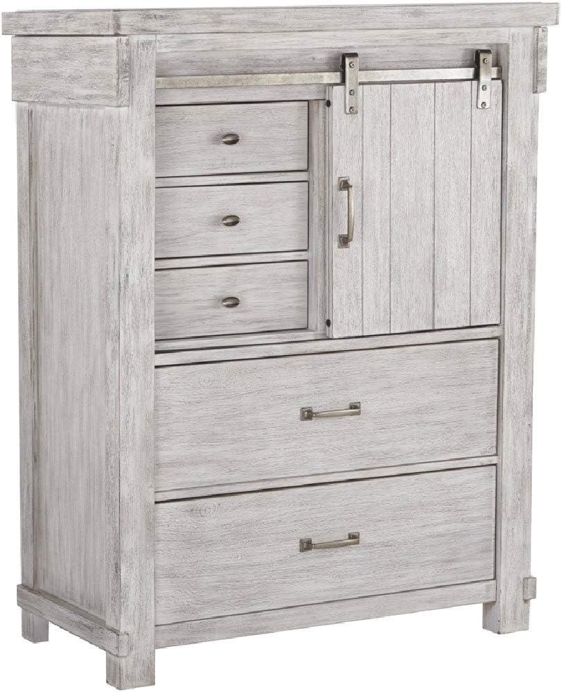 White Farmhouse 5-Drawer Chest with Dovetail Drawer