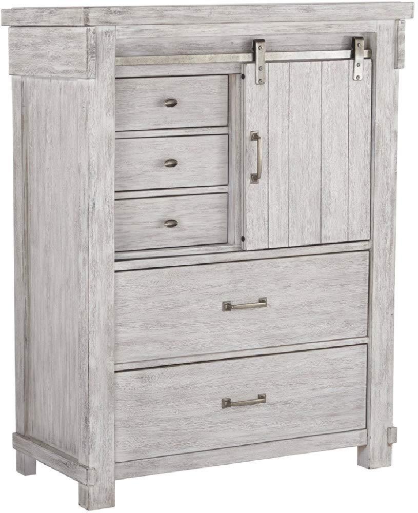 White Farmhouse 5-Drawer Chest with Dovetail Drawer