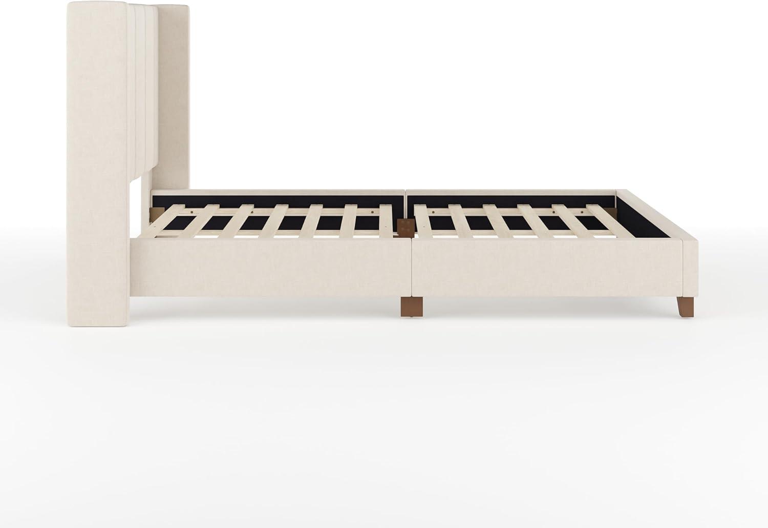 Martha Stewart Martha Stewart Kay Upholstered Platform Bed With Channel Stitched Wingback Headboard