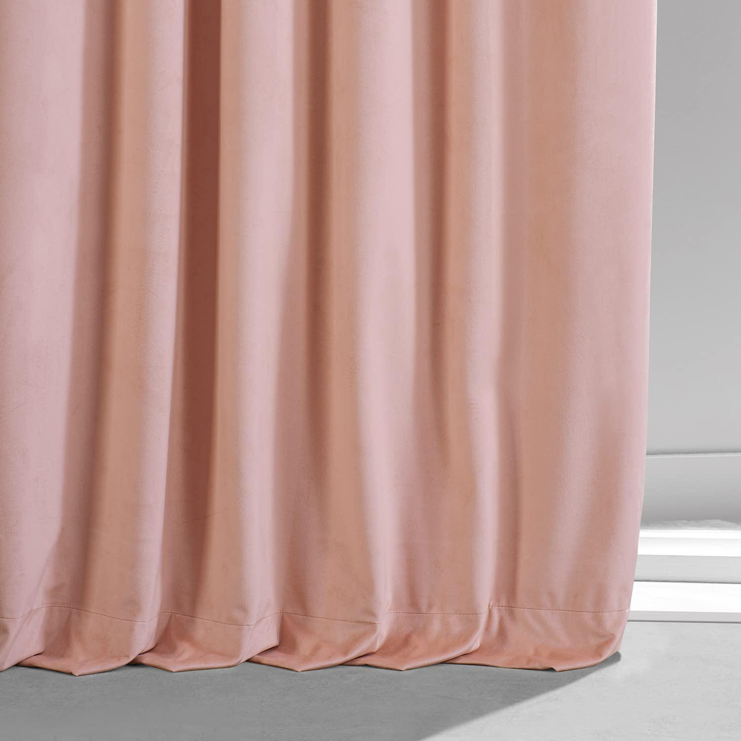Apricot Blossom Velvet Blackout Curtain Panel, 50" x 108"
