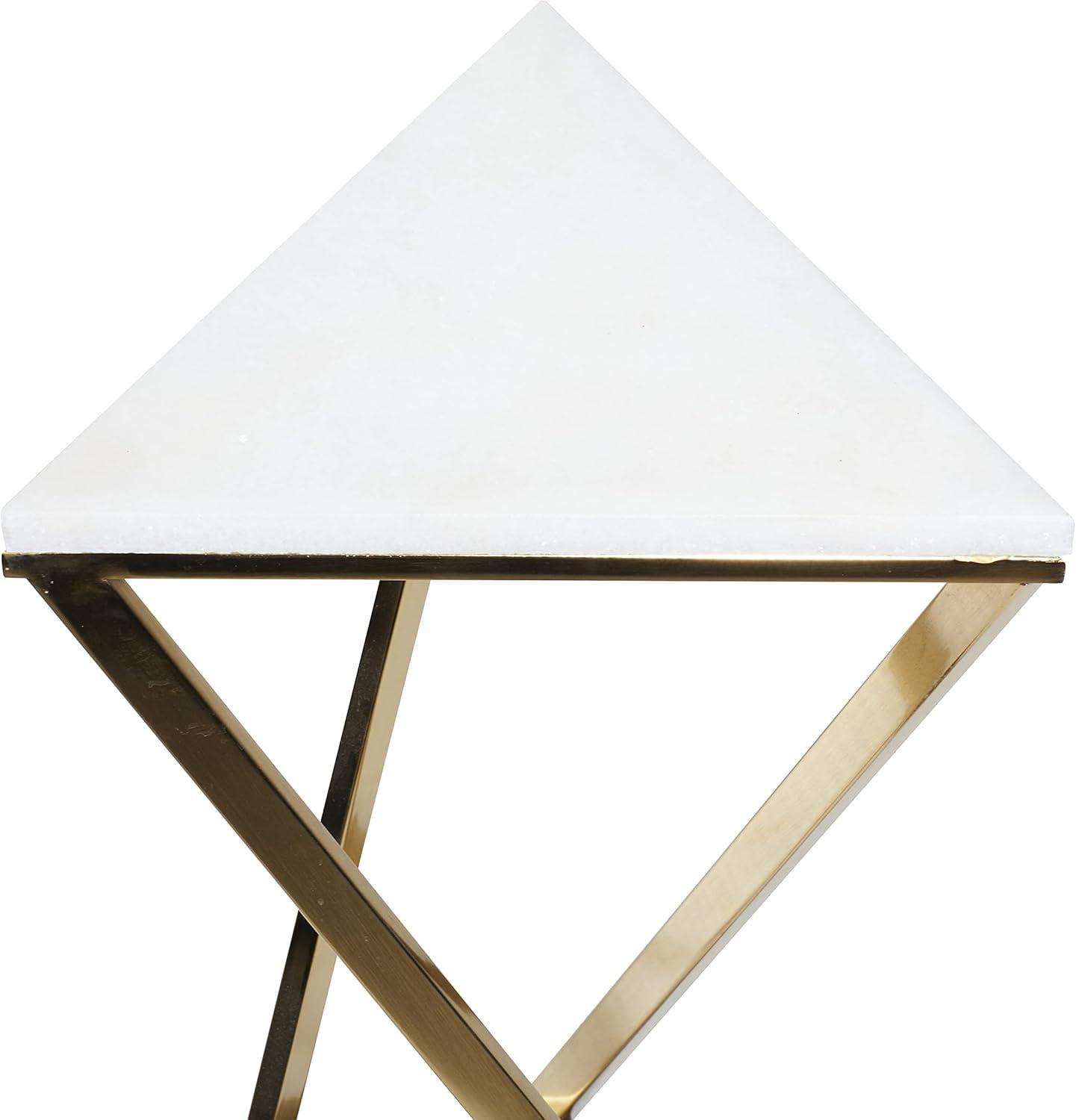 Set of 2 Hourglass Accent Tables Gold - Olivia & May: Marble Top, Iron Frame, Indoor Use