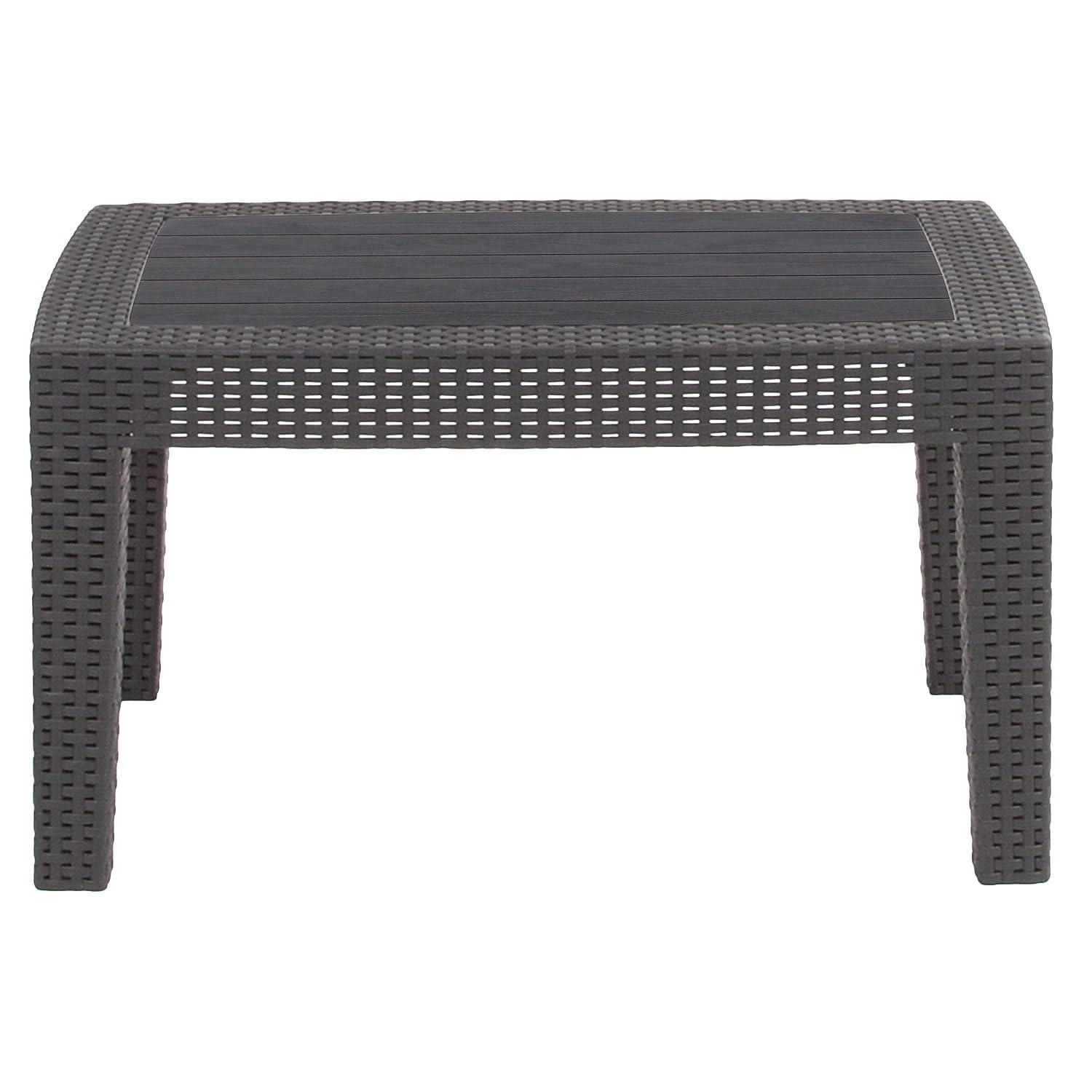 Merrick Lane 4 Piece Dark Gray Faux Rattan Patio Furniture Set with 2 Chairs and Sofa with Removable Light Gray Cushions and Table