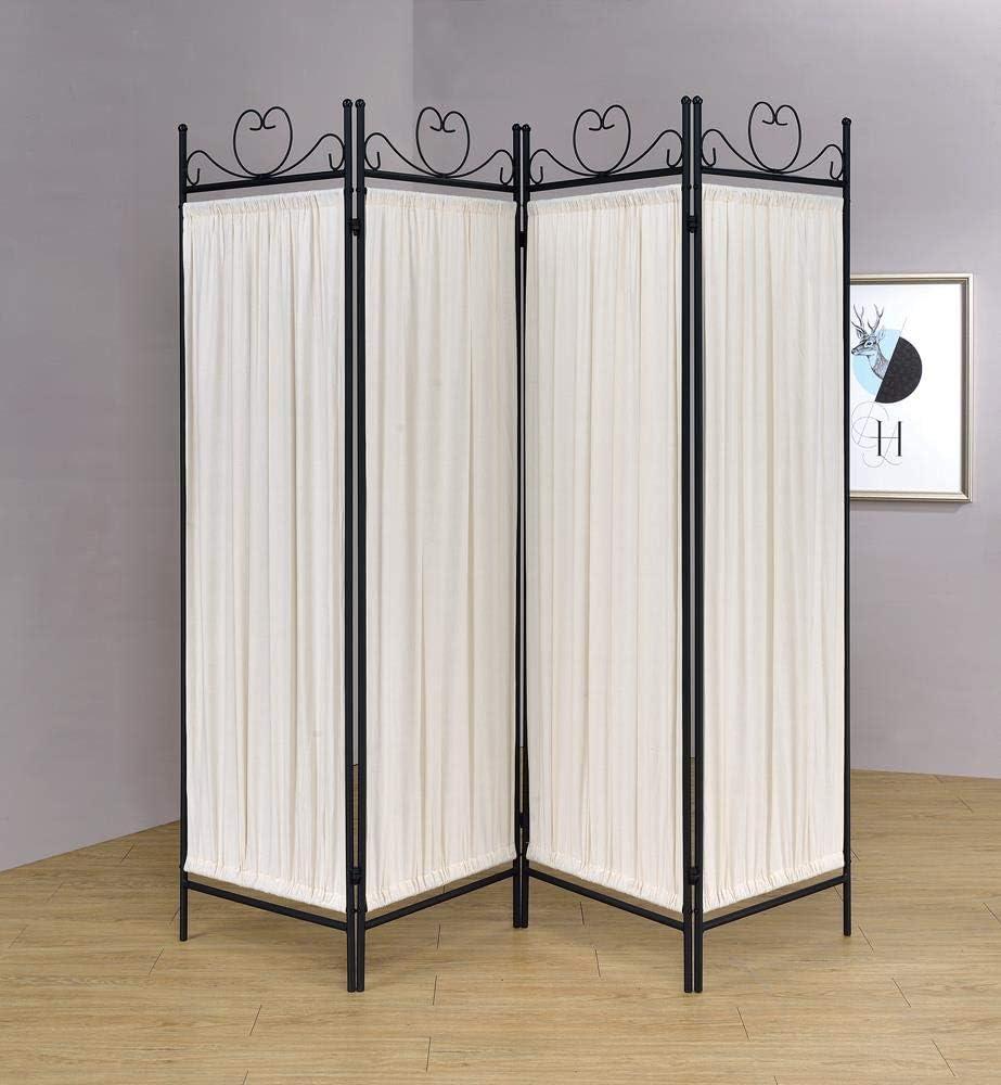 Exlonjet 4-panel Folding Screen, Beige and Black