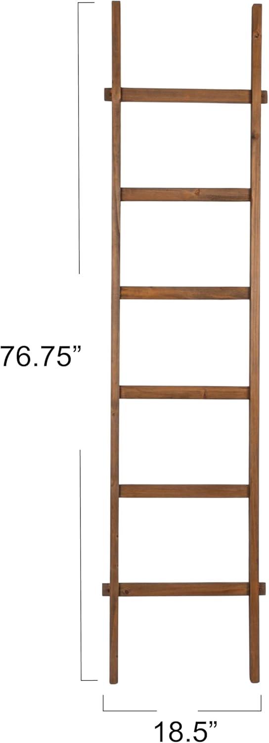 Storied Home Decorative Wood Ladder 76": Hardwood, 6 Rungs, No Assembly Required