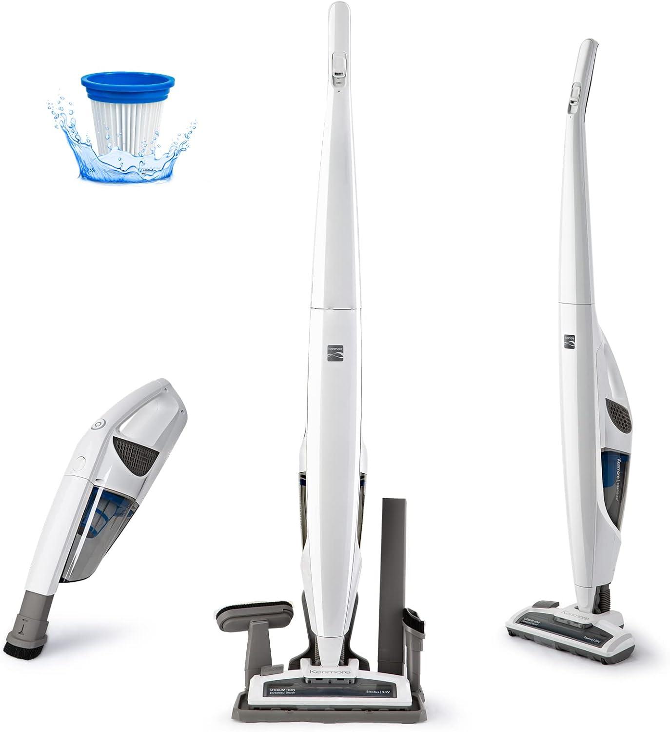 White Convertible Cordless Stick Vacuum with HEPA Filter