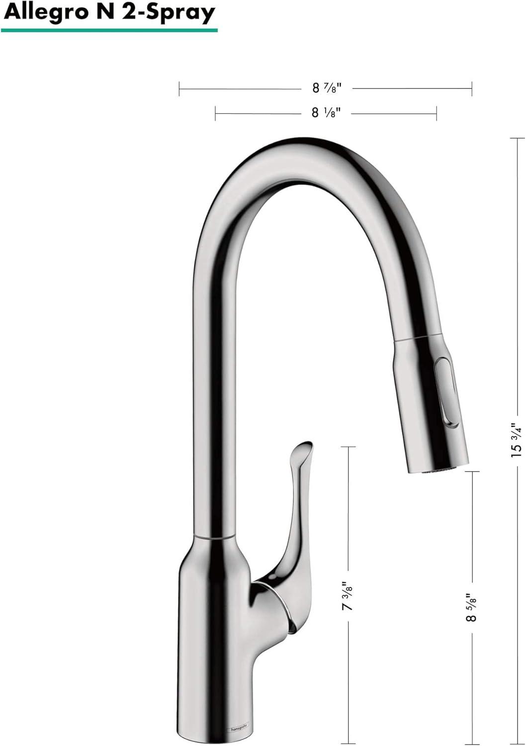 hansgrohe Allegro N HighArc Kitchen Faucet, 2-Spray Pull-Down, 1.75 GPM