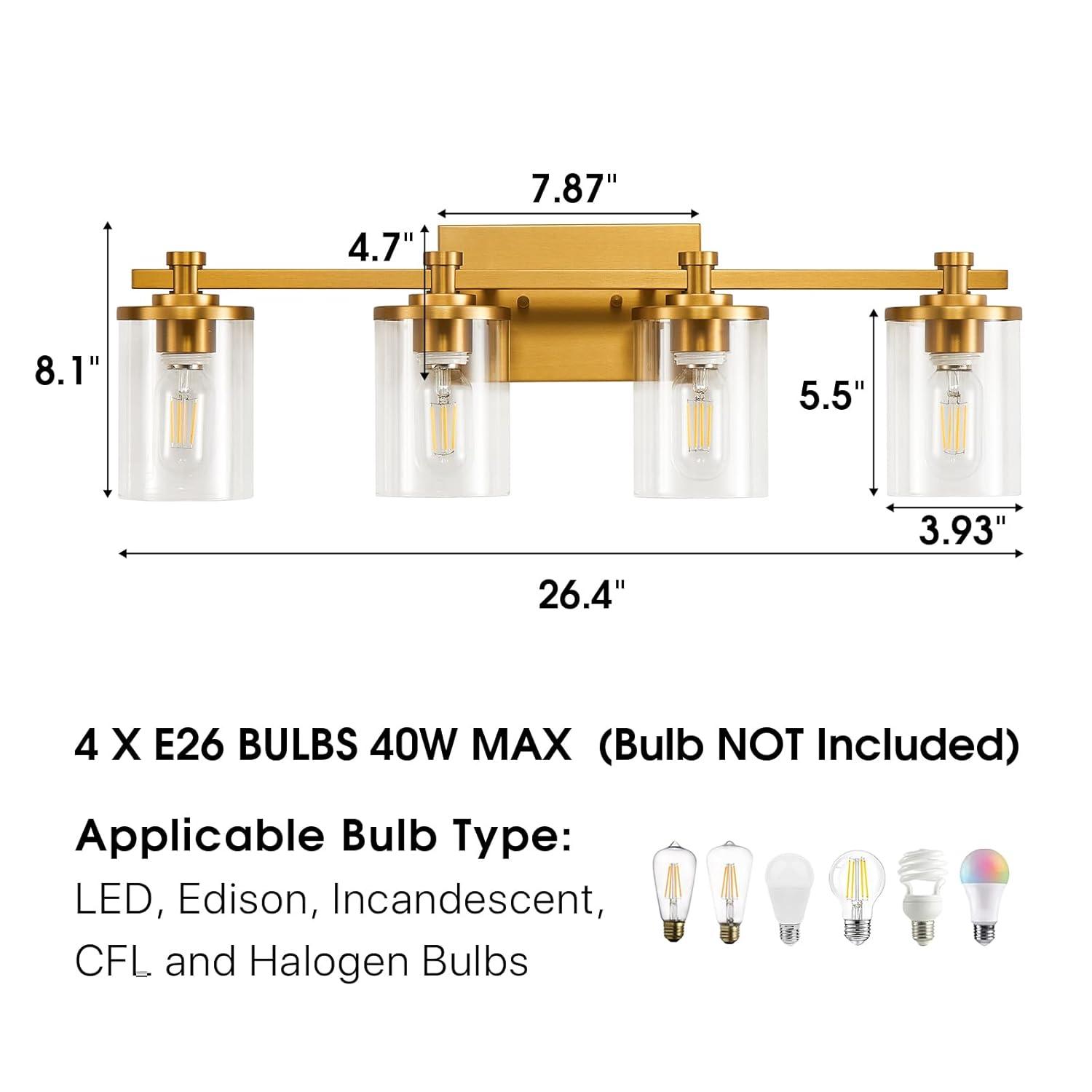 4 - Light Dimmable Vanity Light Mirror Headlights