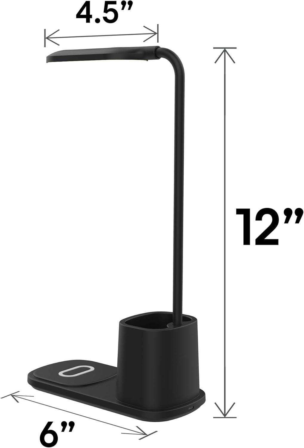 Aduro Lámpara de Escritorio LED U-Light con Cargador Inalámbrico y Organizador Negro