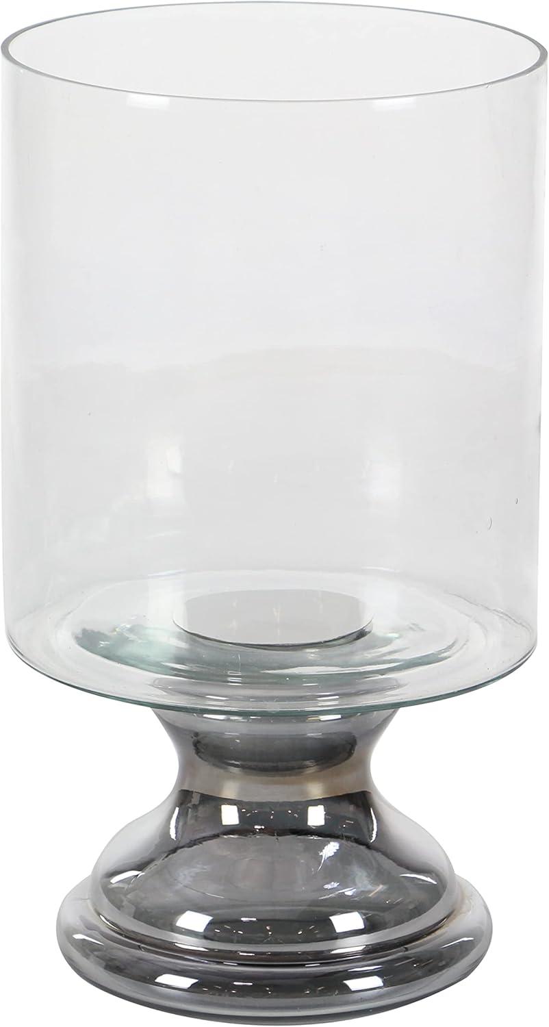 Large Silver Glass Hurricane Candle Lantern