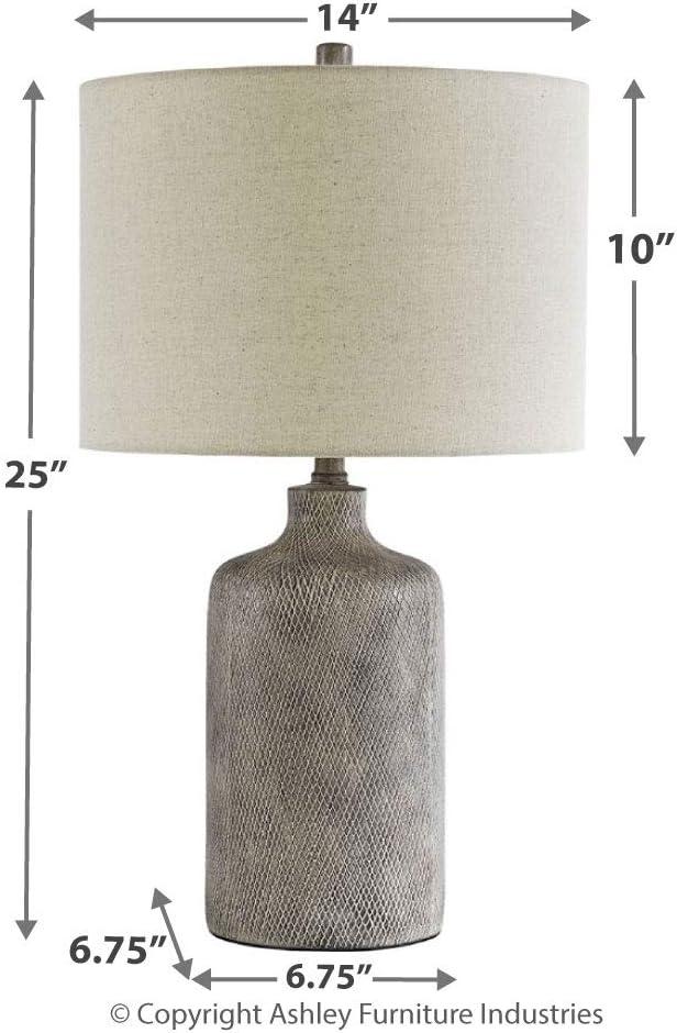 Signature Design by Ashley Linus Table Lamp Antique Black: Ceramic Base, Polyester Shade, UL Listed, 3-Way Switch