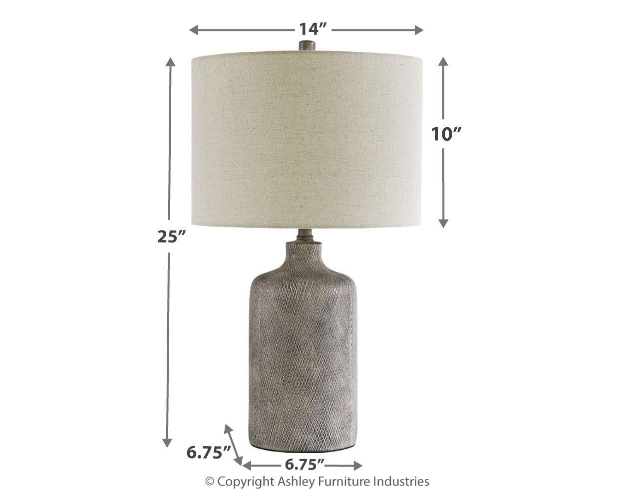 Signature Design by Ashley Linus Table Lamp Antique Black: Ceramic Base, Polyester Shade, UL Listed, 3-Way Switch
