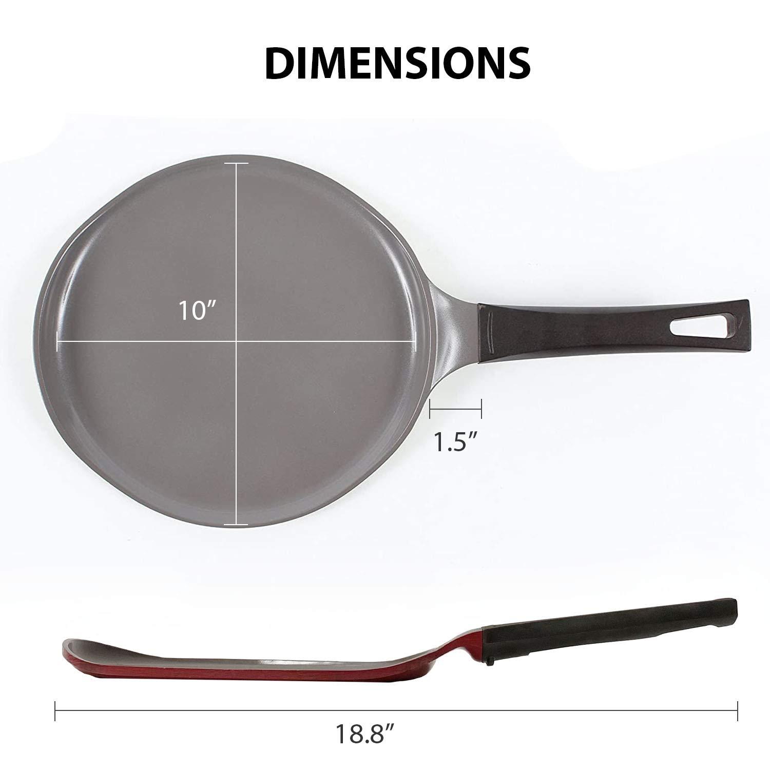 Crepe pan, Zhongpeng, Ceramic, Nonstick pan, 10 inch, Bakelite Handle, Tawa pan, Griddle, Pancake Maker, Skillet, Omelette, Tortilla, Roti, Naan, Dosa, Lightweight, PFOA , Red