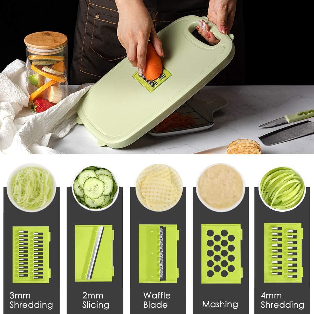 R&M HOME Green Plastic Multi-Functional Folding Cutting Board, 9-in-1 with Grating, Chopping, Slicing, Cutting, and Washing Functions for Vegetables and Fruits, Knife-Safe, Perfect for Kitchen.