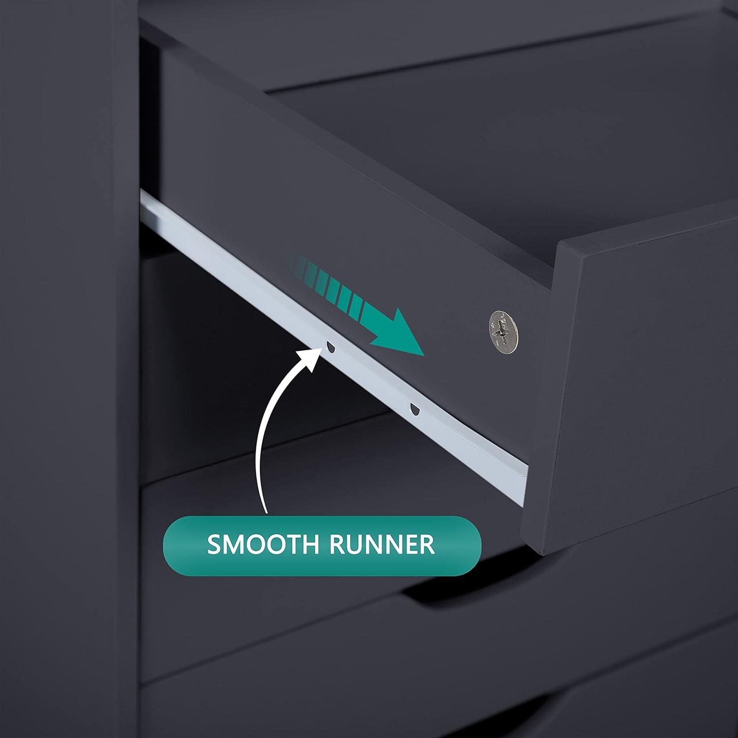 Drawer Dresser, Tall Dressers for bedroom, Kids dresser with drawers, Small Dresser for Closet, Makeup dresser Black 7 Drawer