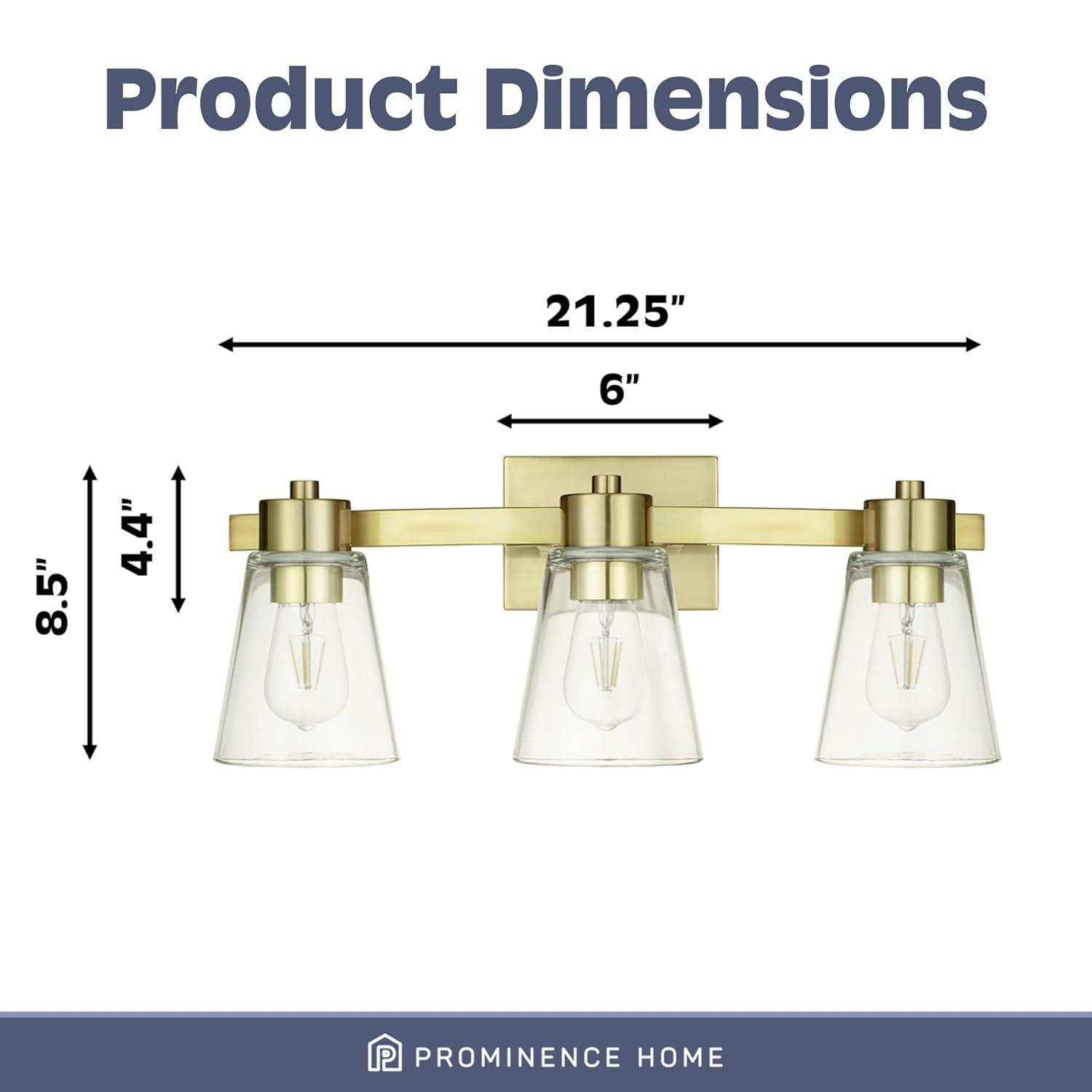 Prominence Home Fairendale 3-Light Soft Gold Bathroom Vanity Light with Clear Glass Shade