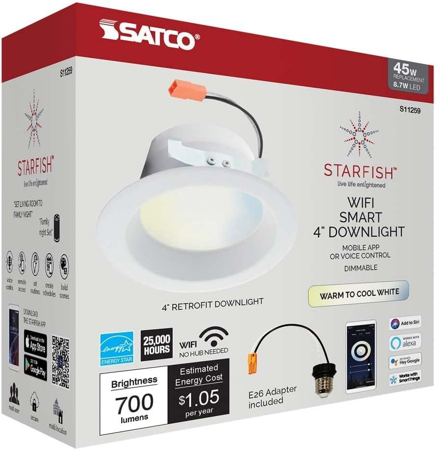 Starfish Smart LED Recessed Downlight - White, Indoor/Outdoor, Energy-Efficient