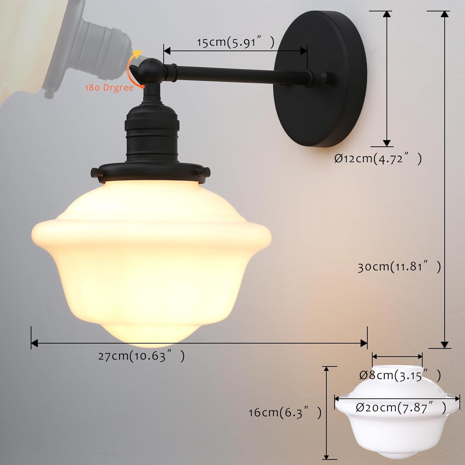 Wall Sconce Lamp With Milk White Glass Shade