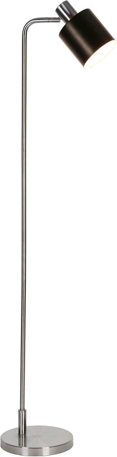 Evelyn&Zoe Thew 65" Tall Floor Lamp with Metal shade in Nickel/Black