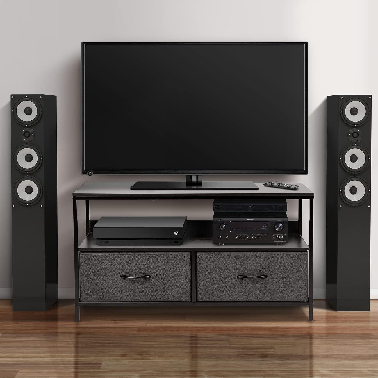 Sorbus 2 Drawer TV Stand Dresser with Wood Top (Black)