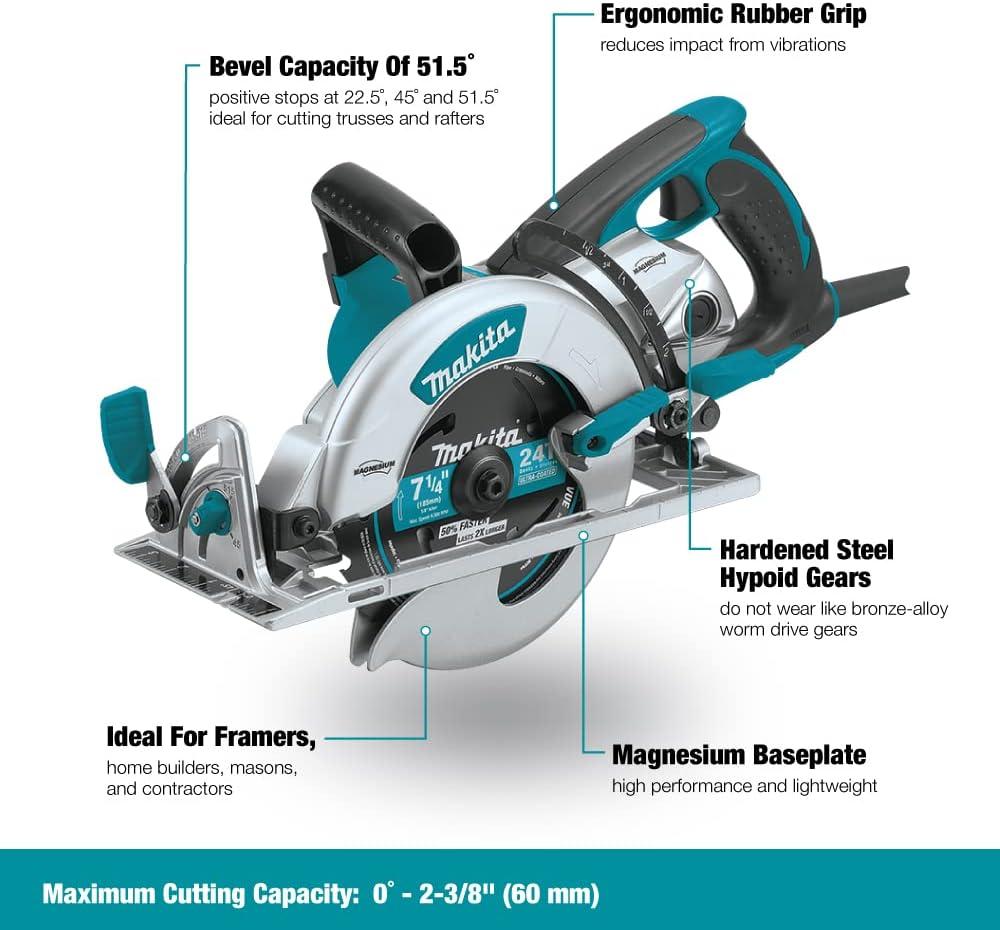 Makita Magnesium Hypoid Saw, 7 1/4", Weighs 13 Pounds
