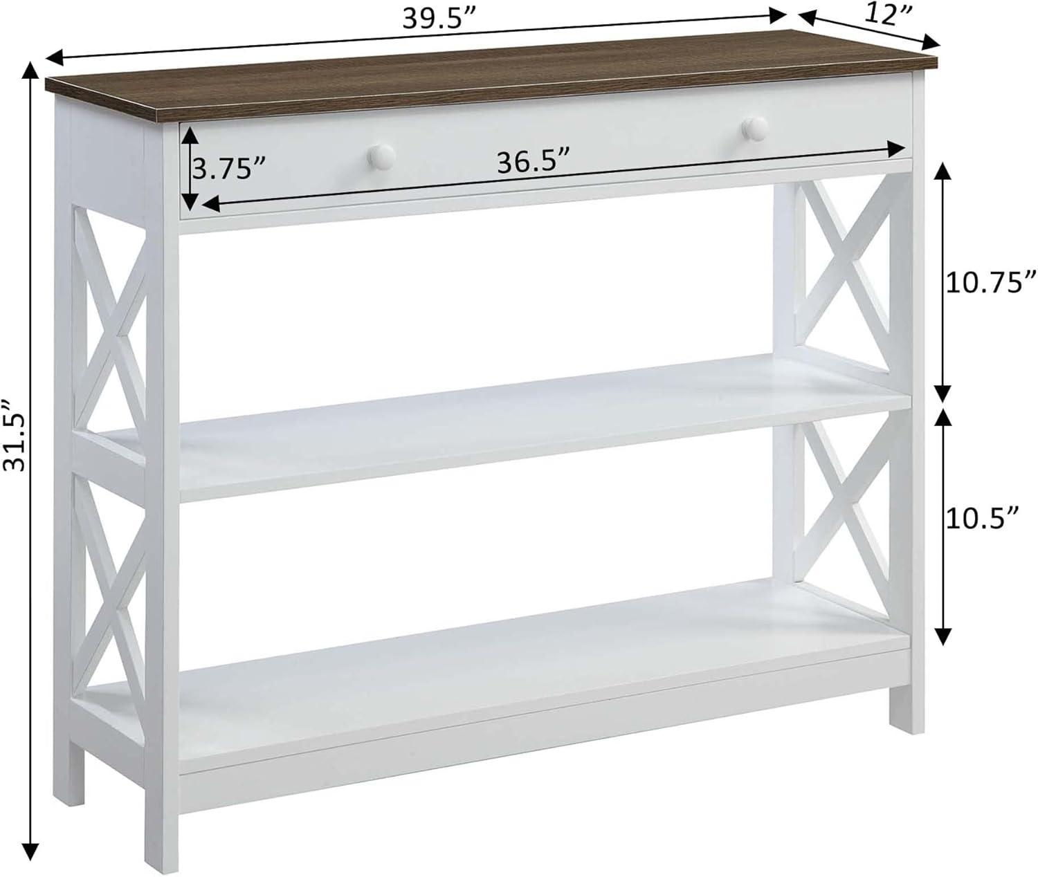 Convenience Concepts Driftwood Oxford One-Drawer Console Table in White Wood