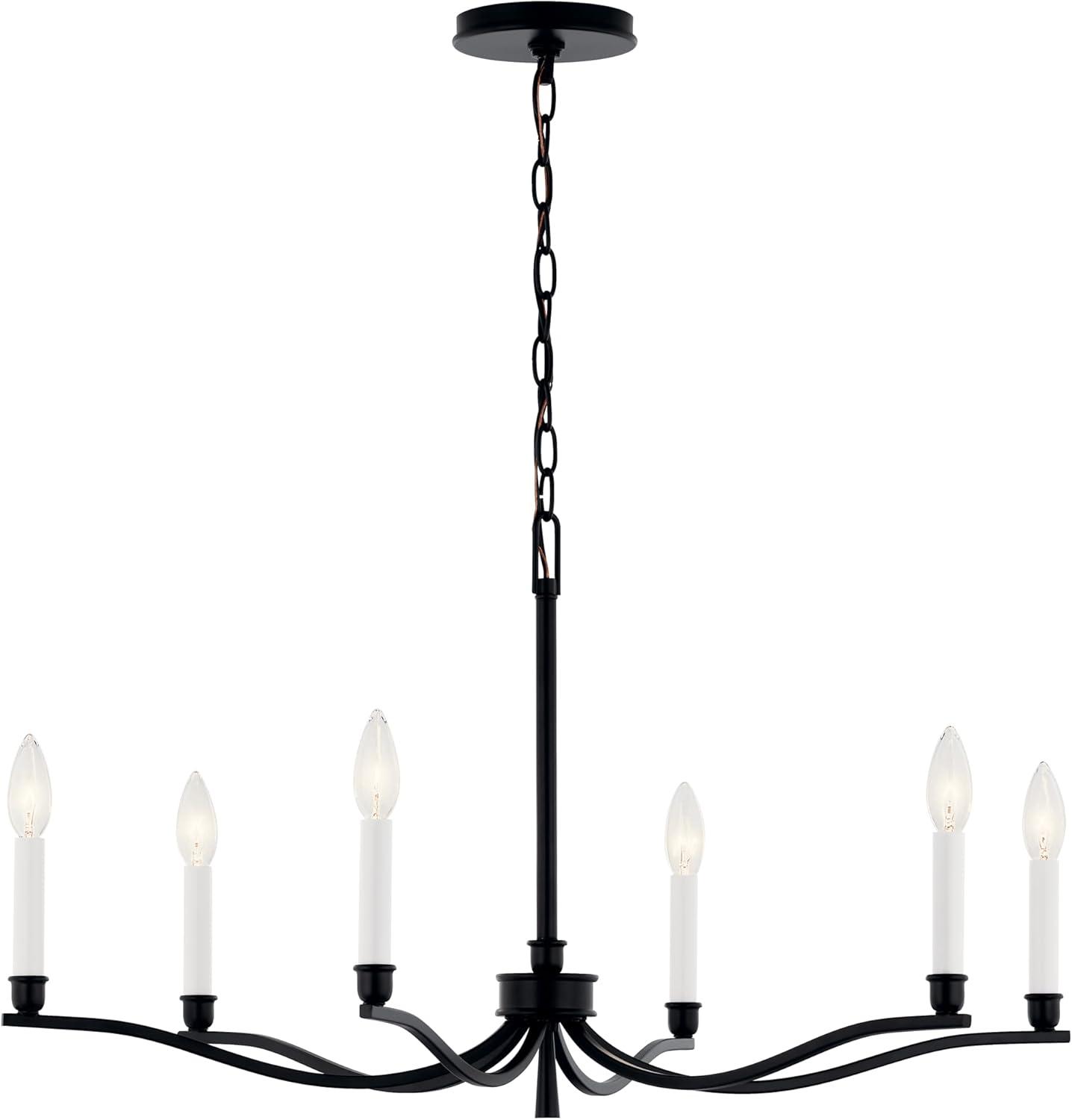 Kichler 52695 Malene 6 Light 32" Wide Taper Candle Style Chandelier - Black