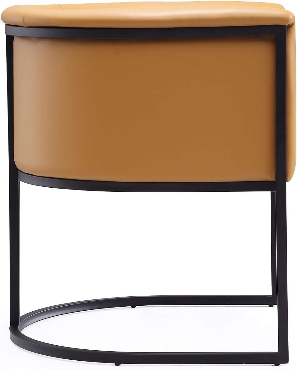 Manhattan Comfort Set of 2 Cosmopolitan Faux Leather Dining Chairs Saddle: Upholstered, Metal Frame, Armrests