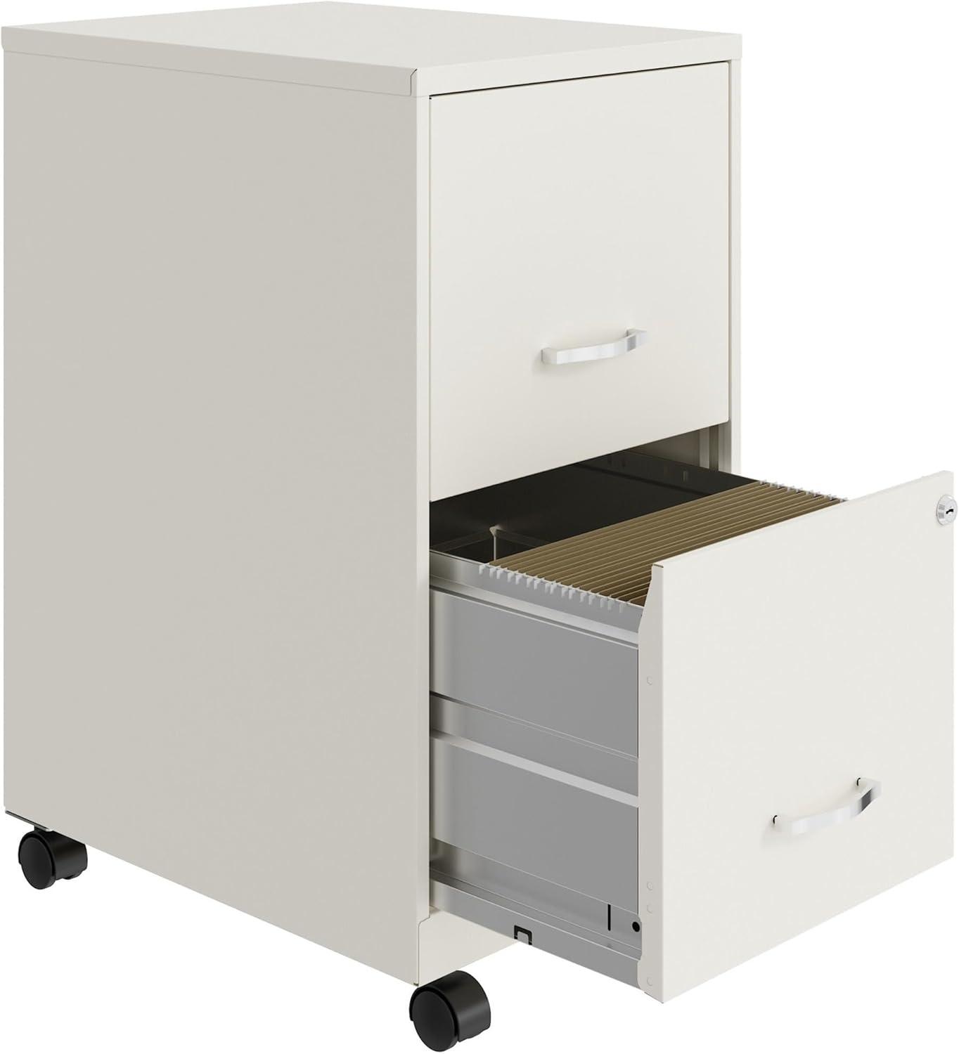 White Steel 4-Drawer Lockable Mobile File Cabinet