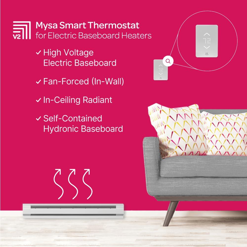 Mysa BB.2.0.01.NA-US Smart Thermostat for Electric Baseboard and In-Wall Heaters V2.0