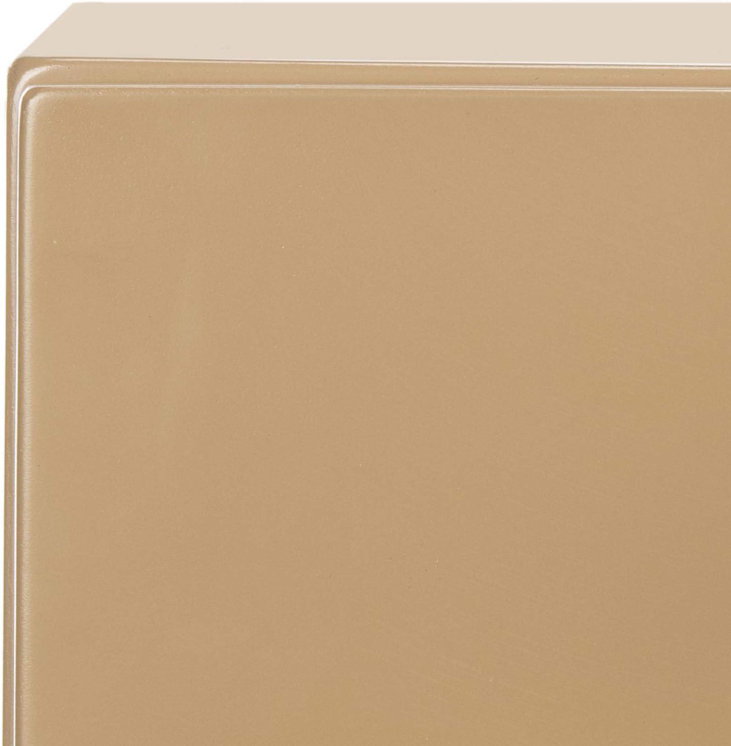 Raquel 3 Drawer Chest - Taupe/Gold/Brown Faux Leather - Safavieh.