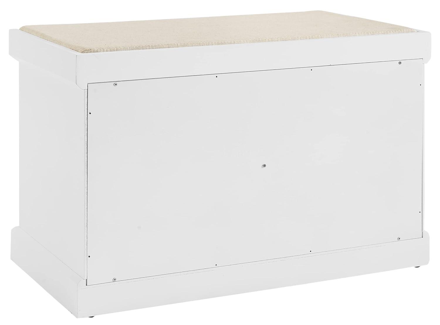 Anderson Storage Bench White - Crosley: Cushioned, Linen Upholstered, Farmhouse Style