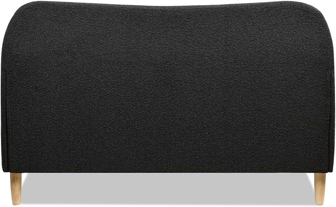 Jennifer Taylor Home Roman Curved Headboard Upholstered Platform Bed, Queen, Ebony Black Boucle