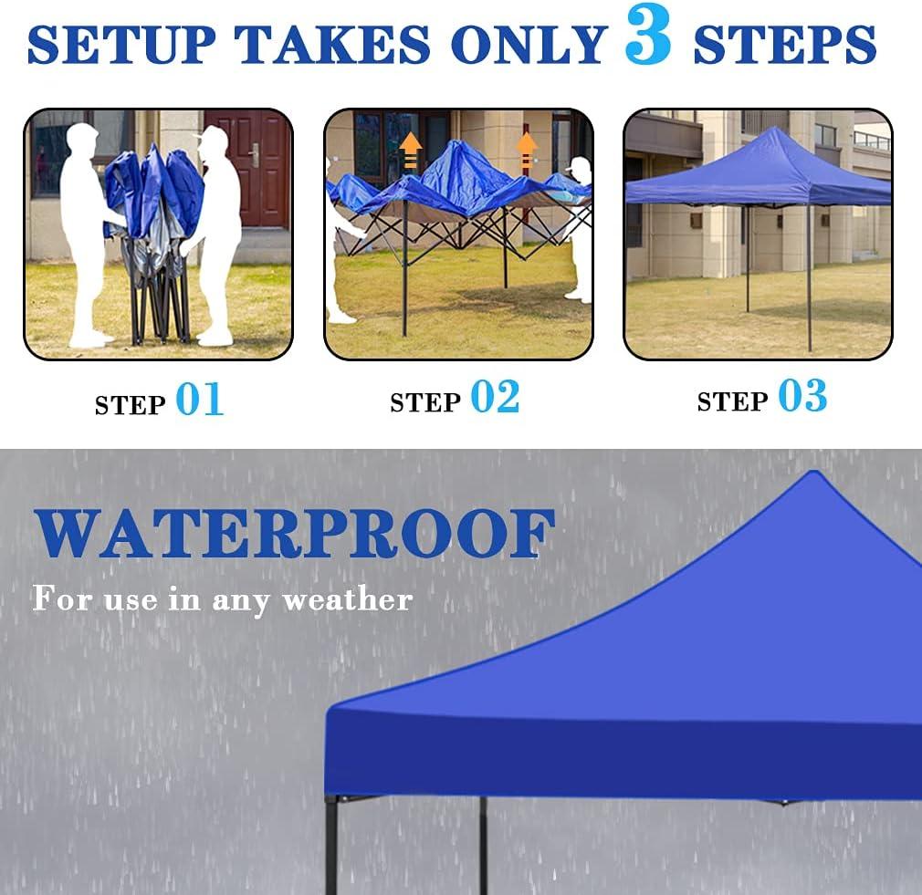 Blue 10x10 Waterproof Pop-Up Canopy Tent with Sand Bags