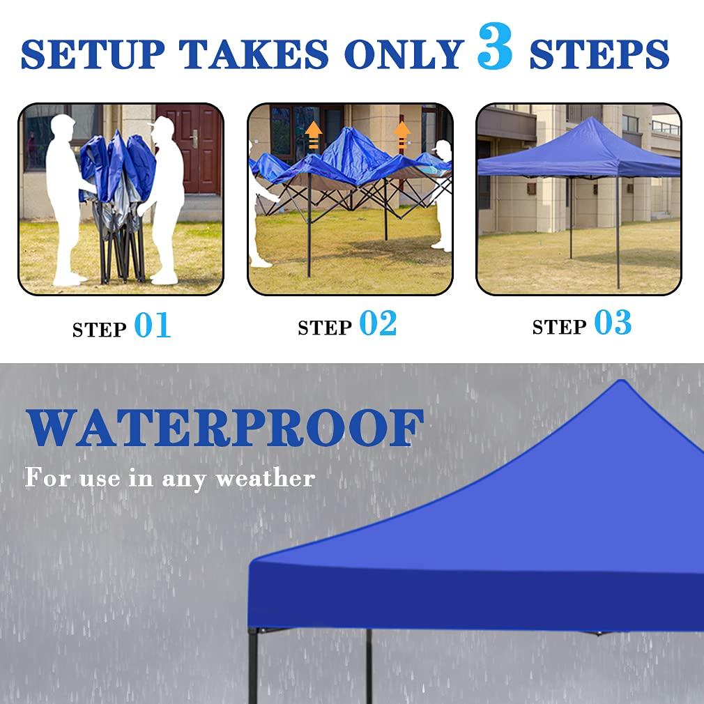 YRLLENSDAN Pop Up Canopy 10x10, Pop Up Tents for Parties 10x10 Outdoor Canopy Pop Up Tent Canopy Waterproof Canopy UV Protection Shade Tent for Backyard Popup Tent 10x10, Blue