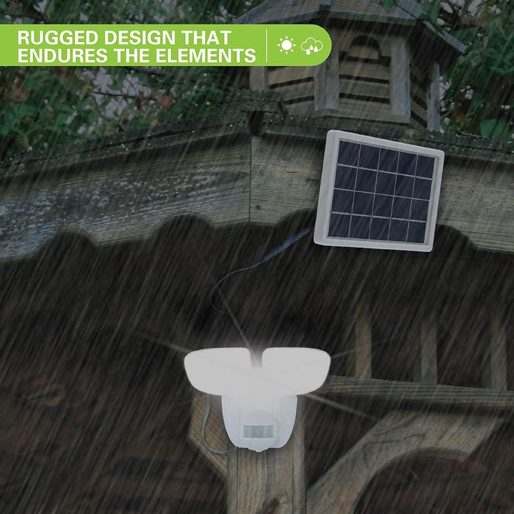 HALO Solar Outdoor LED Flood Light with 180 Degree Motion Sensor Flood & Security Twin Head Light 1000 Lumens White