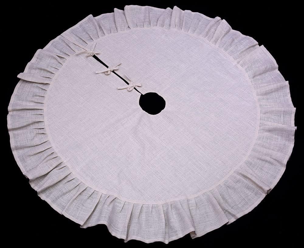 36" Cream Christmas Tree Skirt with Ruffled Edge by Primitive Home Decors