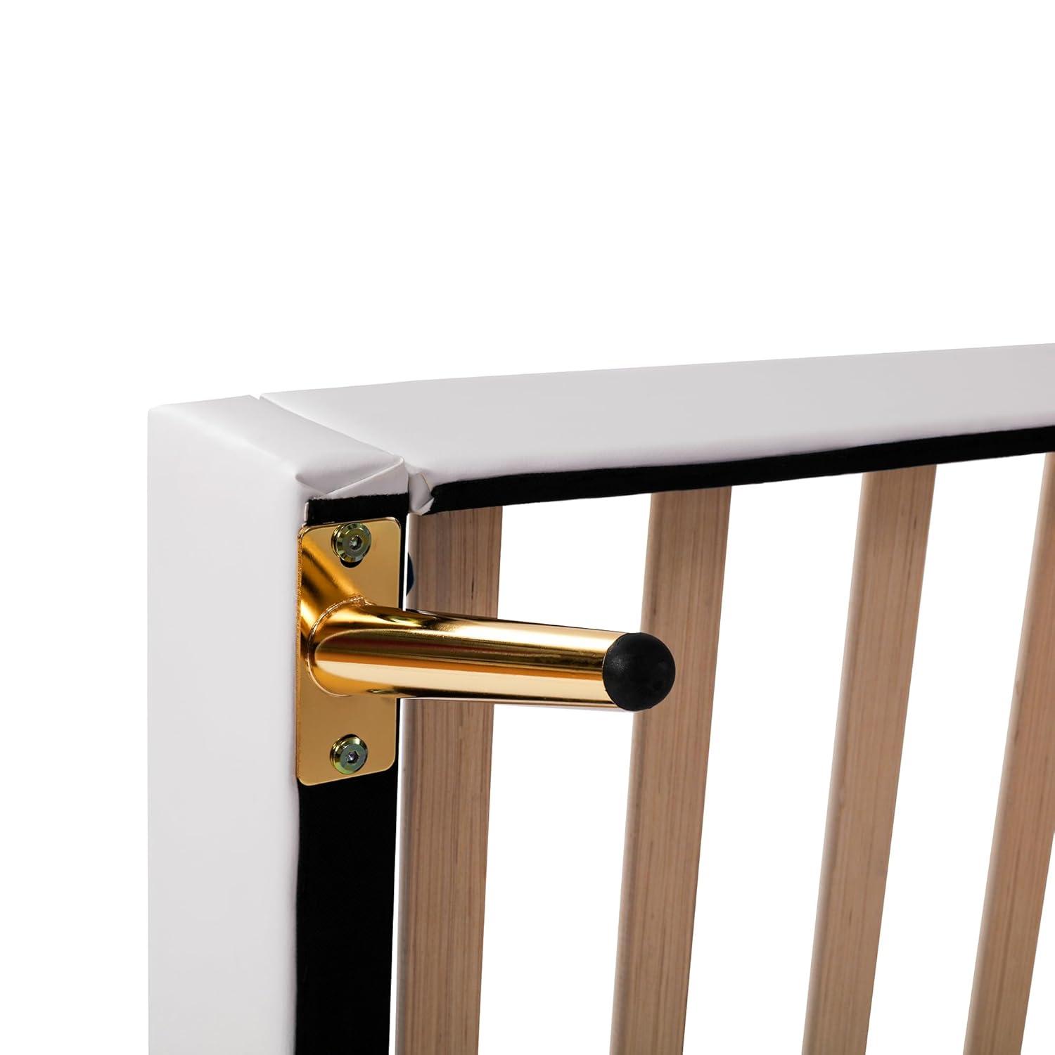 Upholstered Princess Platform Bed, Twin Size With Adjustable Crown Shaped Headboard and LED Lights, Kids Bedroom Furniture (White)