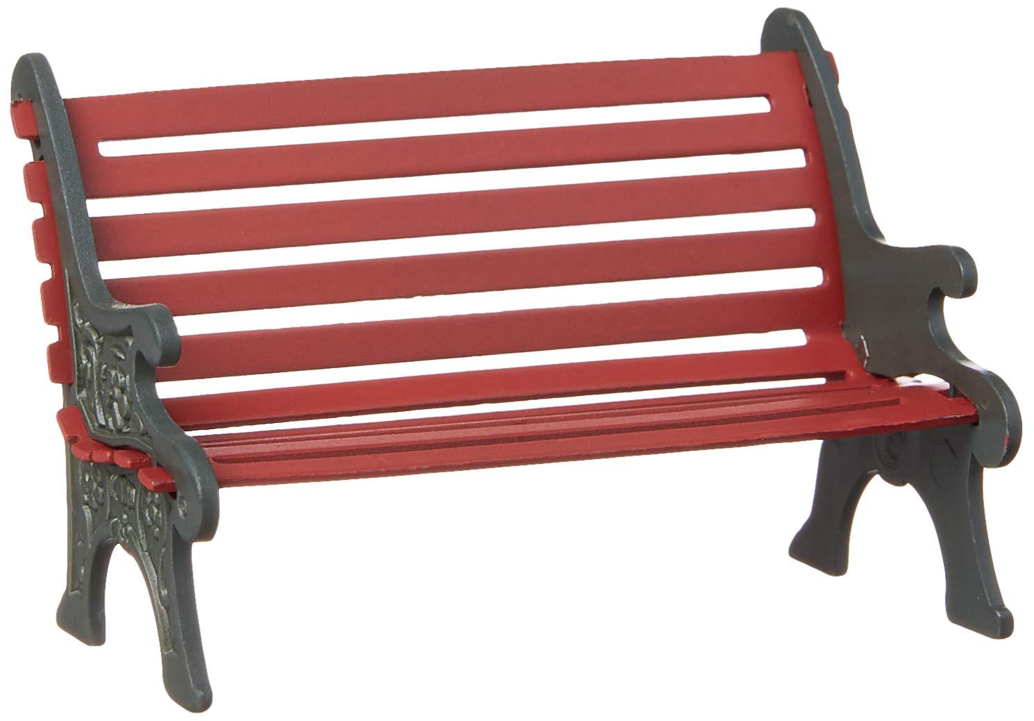 Village Décor Accessory Red Wrought Iron Park Bench 2.25in H