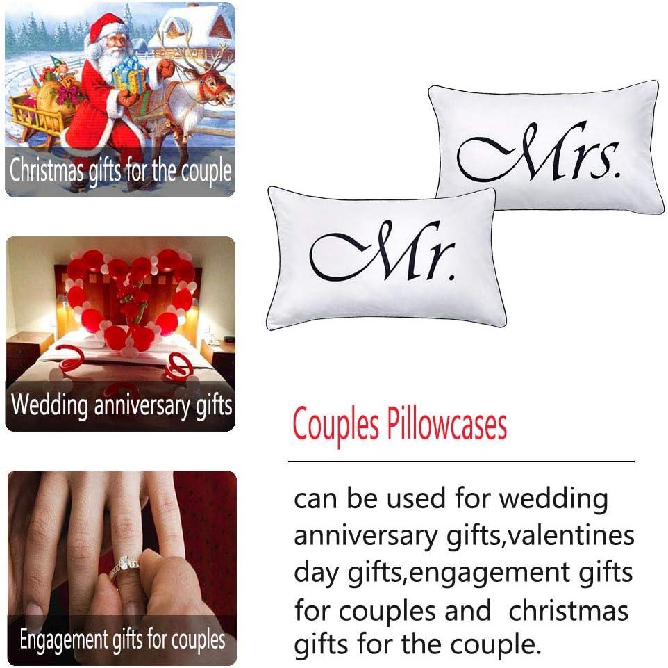 2PCS Mr and Mrs Pillow Cases,His and Hers Couples Pillowcases,Romantic Anniversary Engagement Christmas Wedding Gifts for The Couple,Bride Shower Gifts Ideas