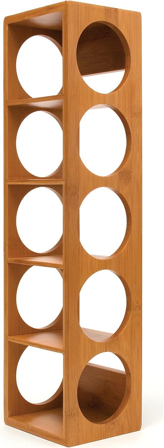 Lipper Bamboo Stackable 5-Bottle Wine Rack, Brown