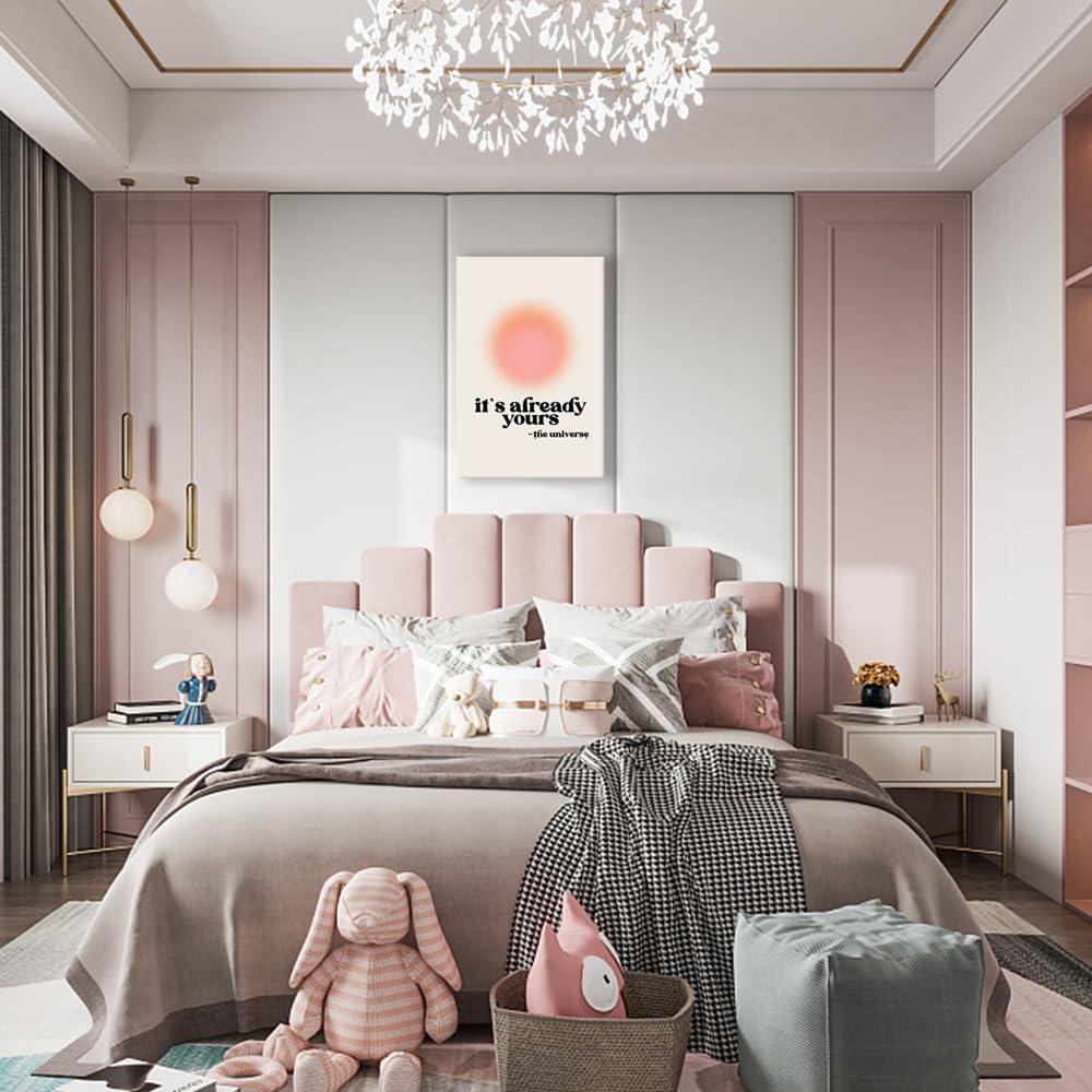 Colorful Aura Motivationa Canvas Wall Art It Is Already Yours The Universe Inspirational Poster Aesthetic Pink Aura Print Painting Spiritual Affirmation Danish Pastel Room Decor 16x24in Unframed