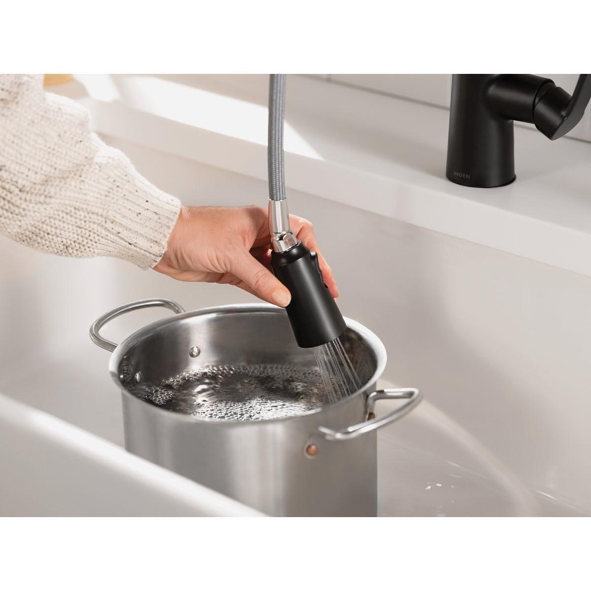 Moen Edwyn 87028BL Matte Black 1-Handle Deck-Mount Pull-Down Handle Kitchen Faucet (Deck Plate Included)