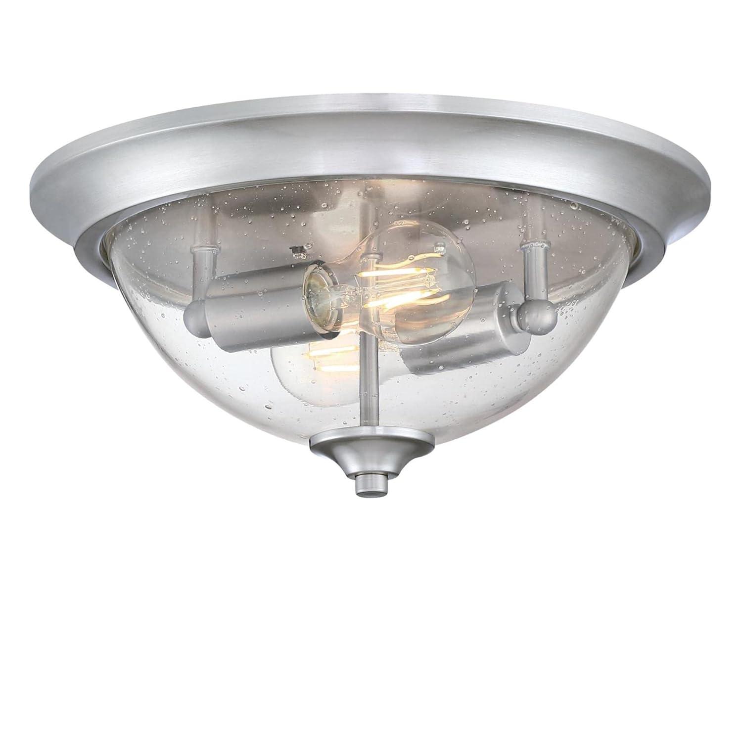Westinghouse Lighting 6115900 13 in. Basset Two Light Indoor Flush Mount Fixture, Brushed Nickel