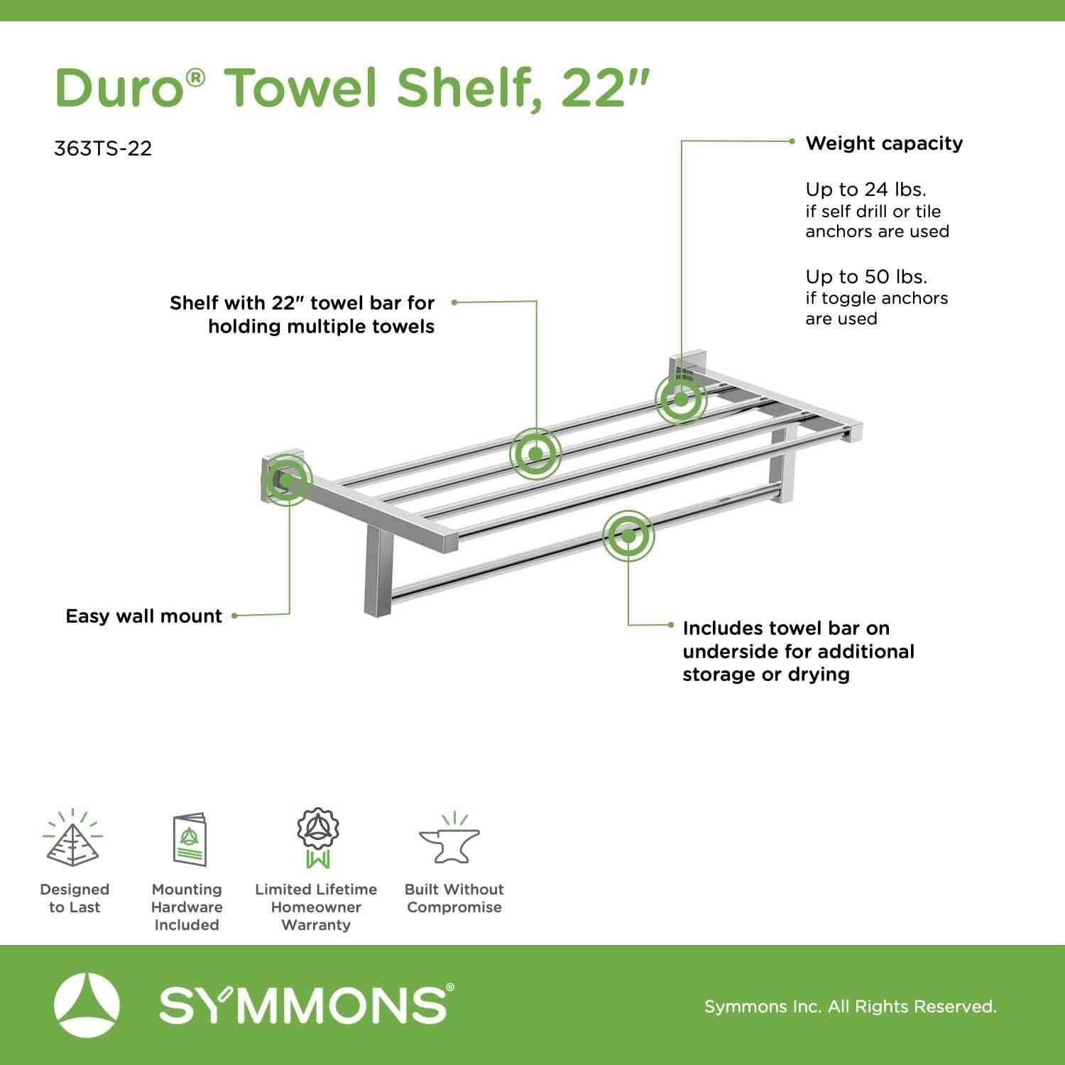 Duro 22 Inch Wall Mounted Towel Shelf