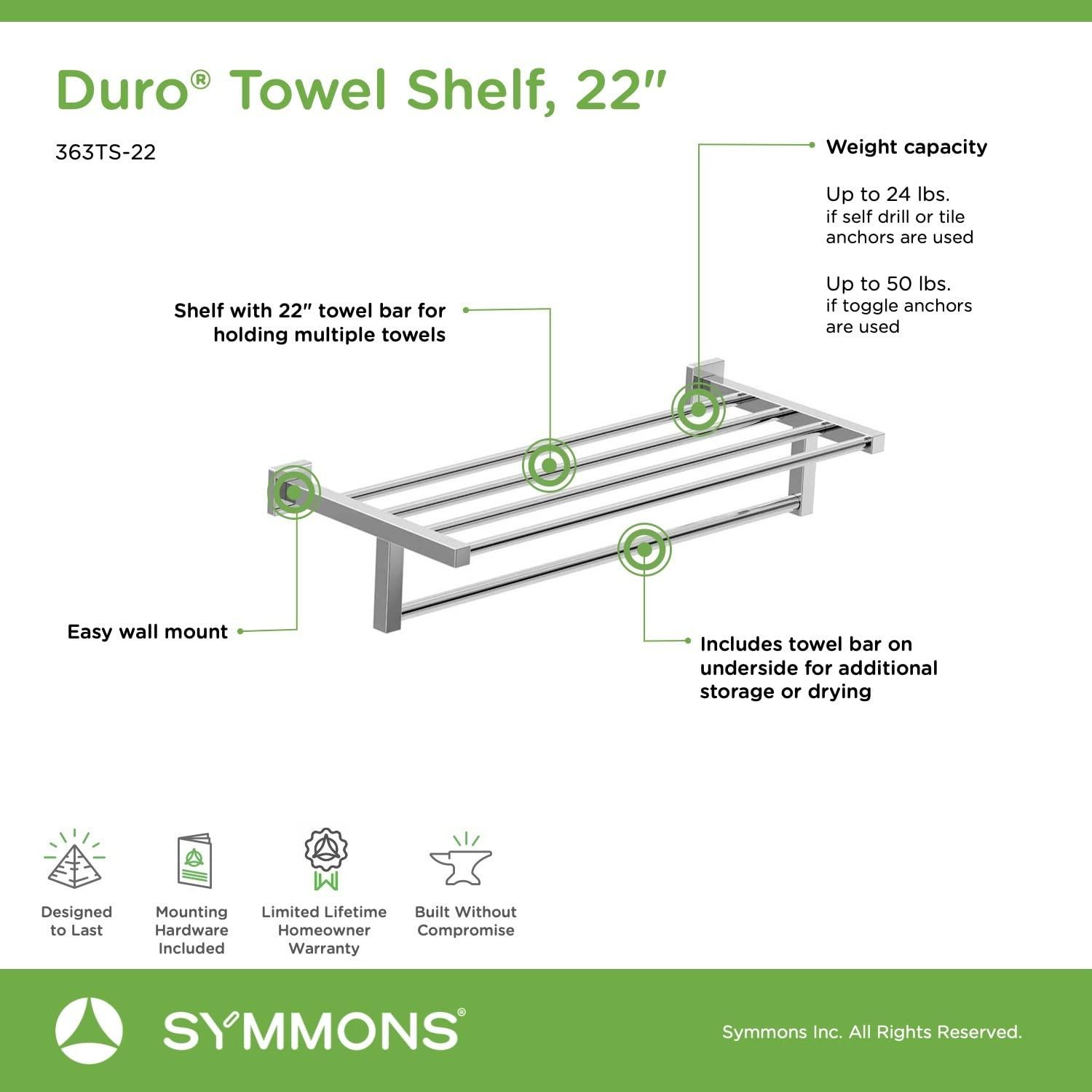 Duro 22 Inch Wall Mounted Towel Shelf