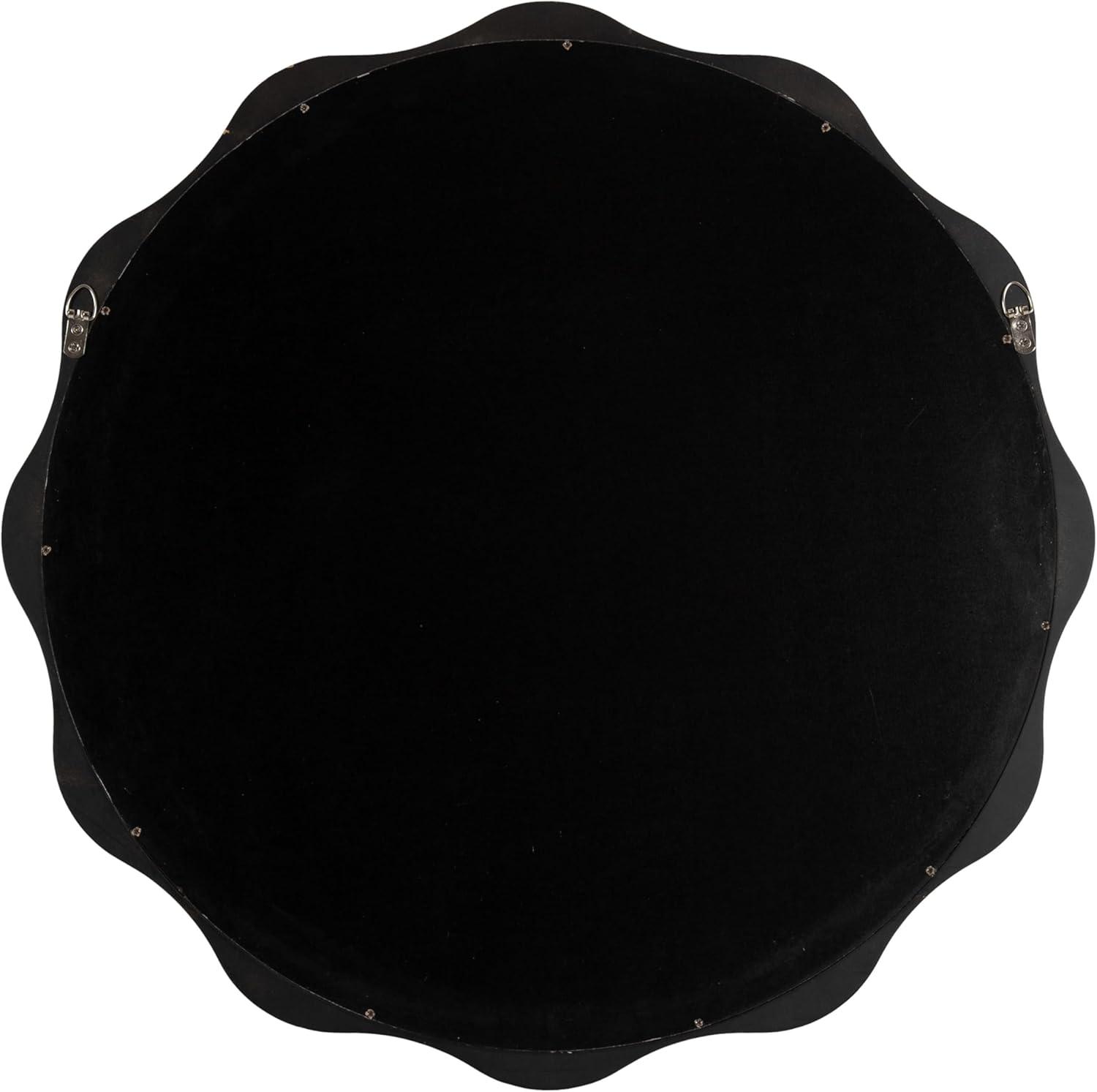 Kate and Laurel Hatherleigh Transitional Round Wooden Wall Mirror, 28 Inch Diameter, Gold, Modern Scalloped Wavy Wood Circle Mirror for Use in Bathroom, Entryway, or Bedroom